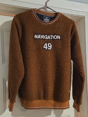 NAVIGATION 49 Brown Sherpa Crewneck Sweater